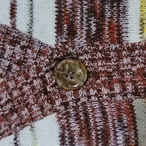 Very Gently Loved red yellow and cream cardigan sweater Italian designer medium - Picture 3 of 8